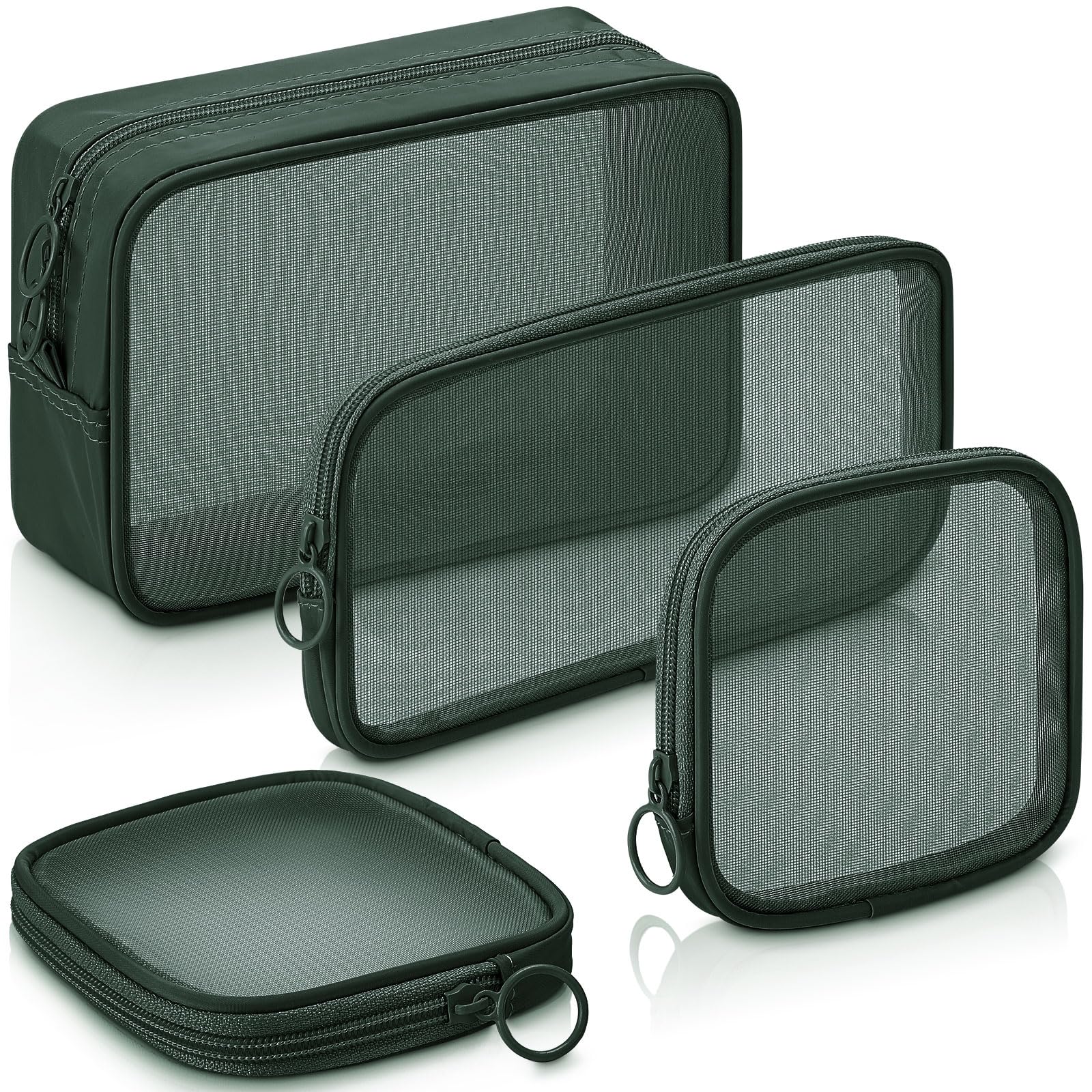 MAYCREATE® 4 Pcs Mesh Makeup Bag Mesh Cosmetic Bag Travel Toiletry Pouch with Zipper Mini Makeup Cosmetic Purse for Daily Accessory (Small, Large, Medium, Olive Green) MAYCREATE® 4 Pcs Mesh Makeup Bag Mesh Cosmetic Bag Travel Toiletry Pouch with Zipper Mini Makeup Cosmetic Purse for Daily Accessory (Small, Large, Medium, Olive Green)